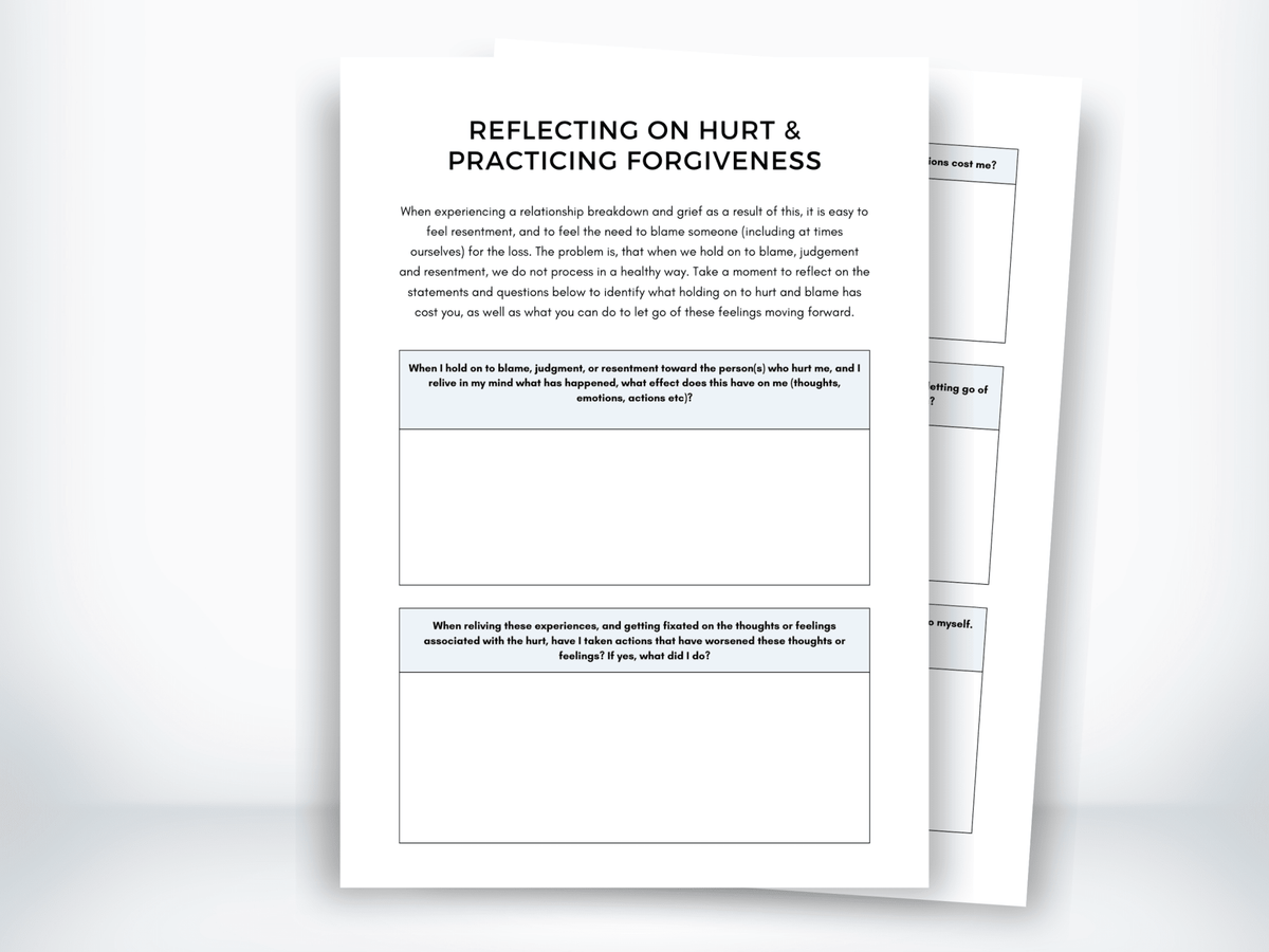Reflecting On Hurt and Practicing Forgiveness After a Relationship Breakdown Worksheet PDF - My Thriving Mind