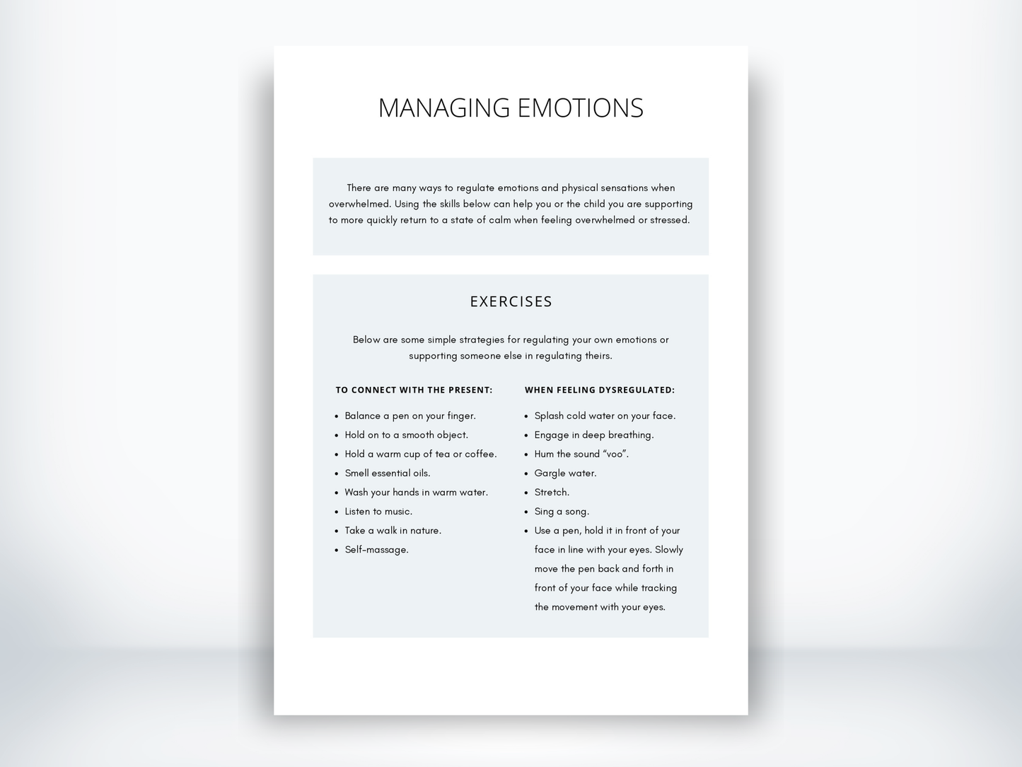 Regulating Emotions Worksheet PDF
