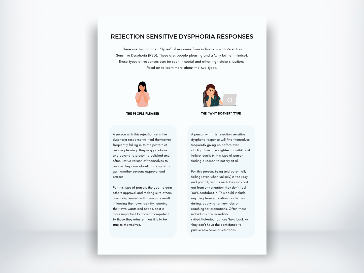 Rejection Sensitive Dysphoria Responses Worksheet PDF