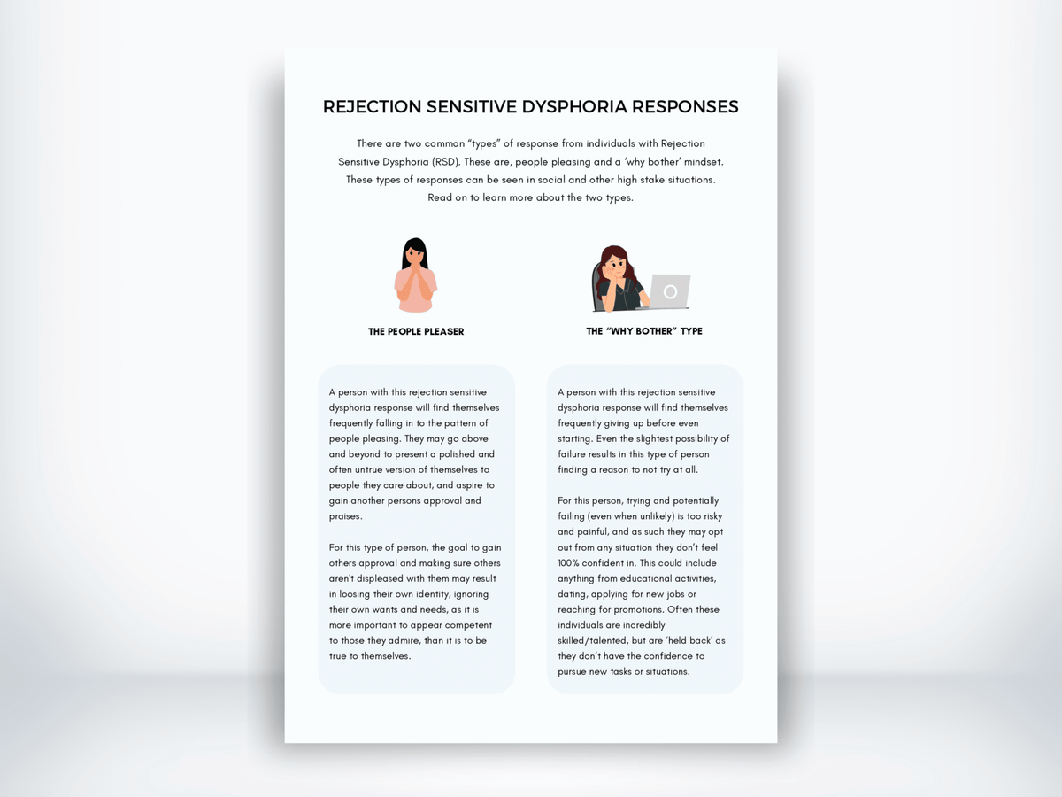 Rejection Sensitive Dysphoria Responses Worksheet PDF - My Thriving Mind