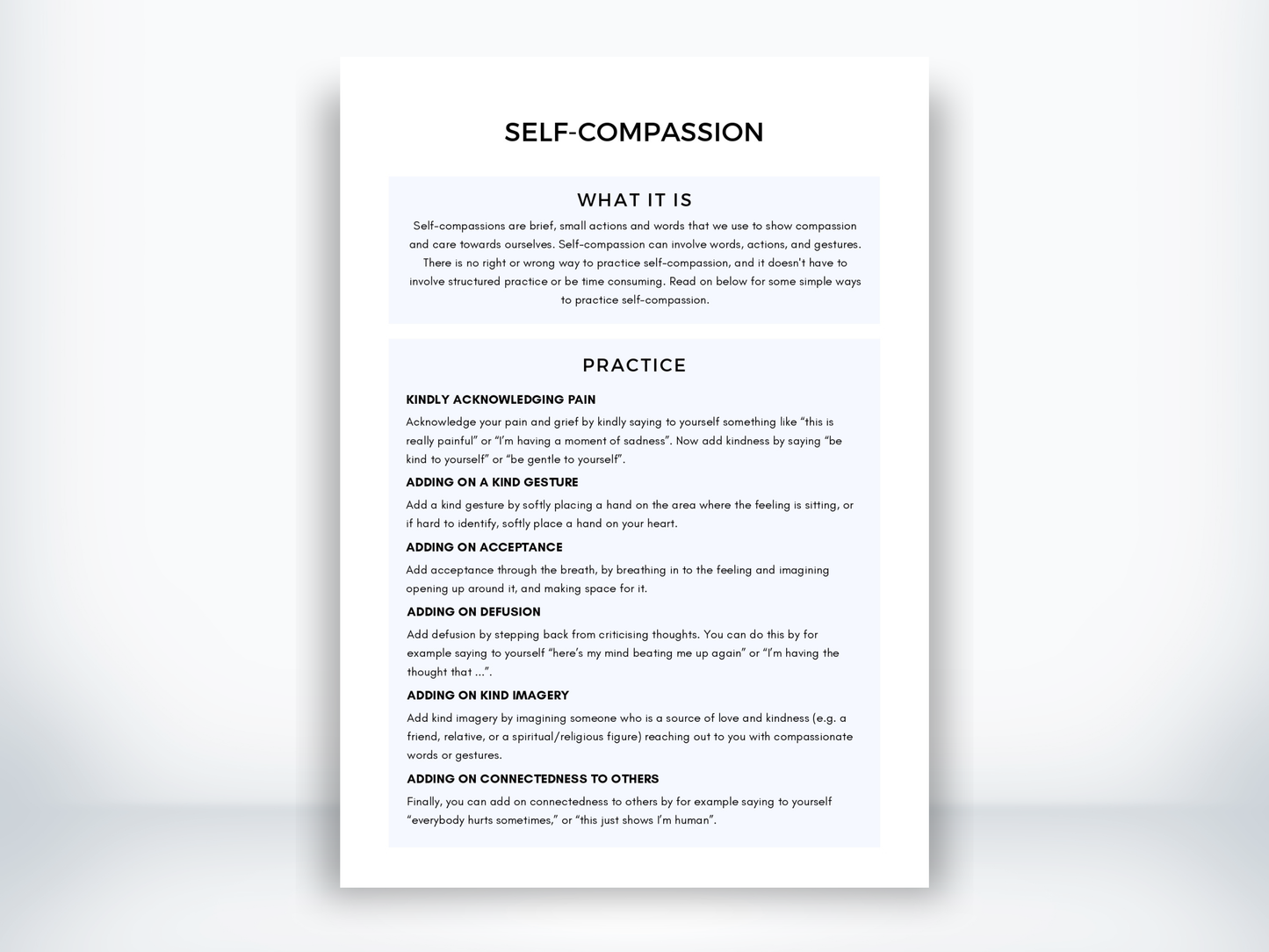 Self-Compassion Handout PDF