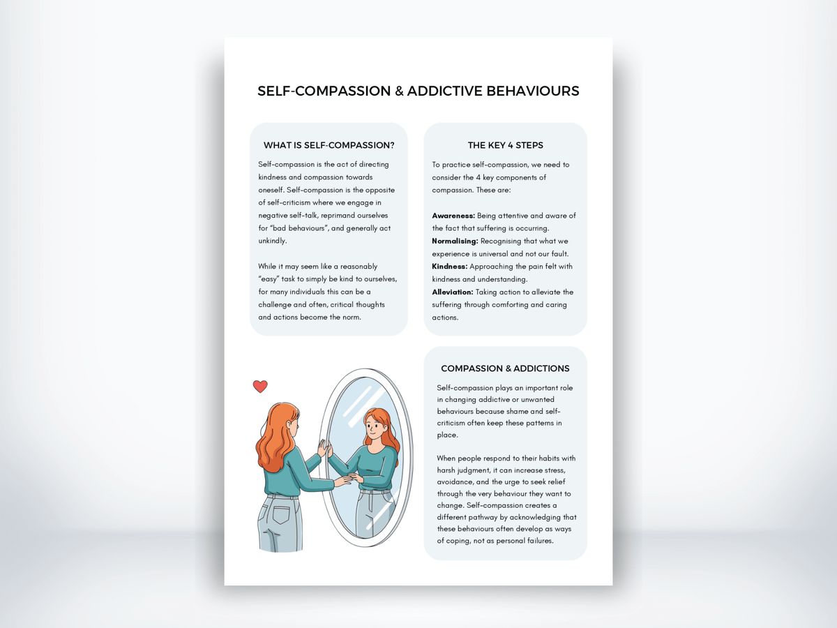 Self-Compassion In Addiction Worksheet PDF - My Thriving Mind