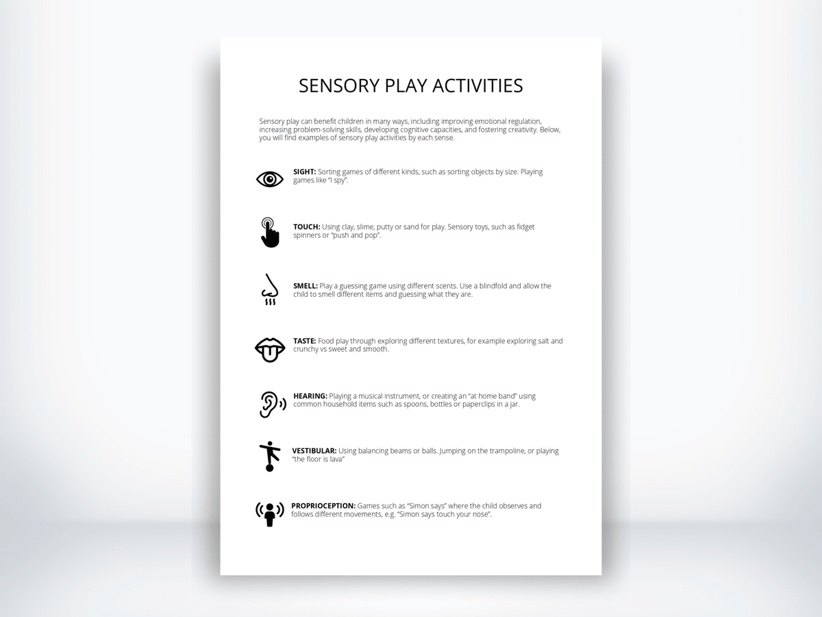 Sensory Play Activity Card PDF - My Thriving Mind