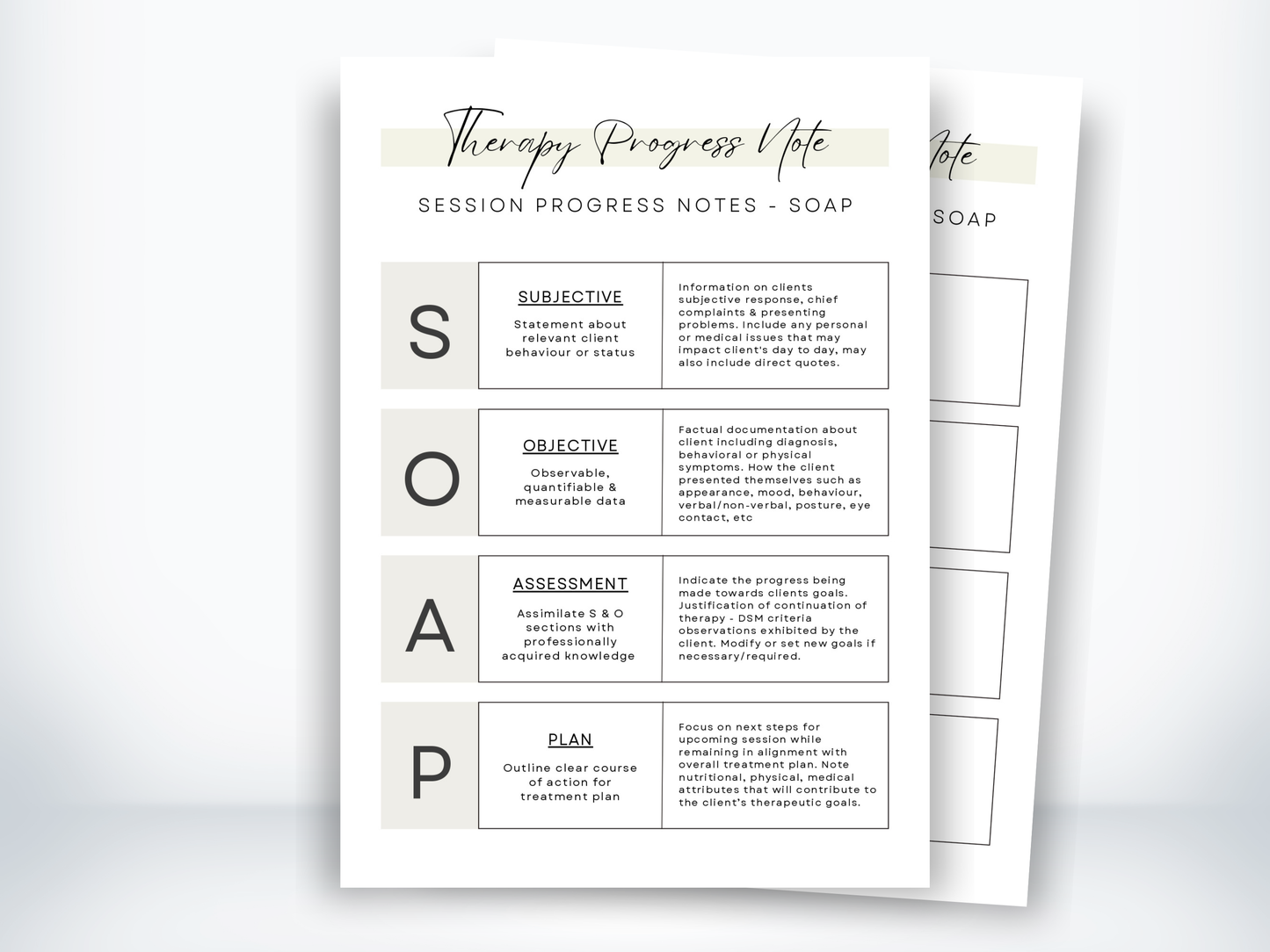 Session Progress Notes - SOAP PDF