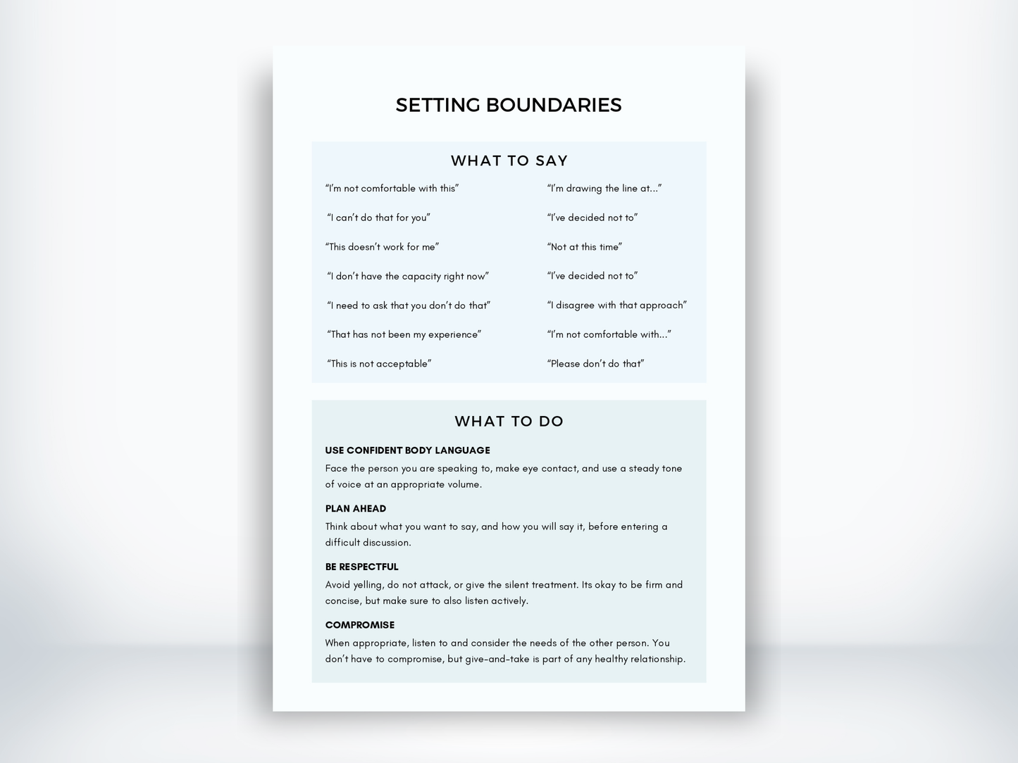 Setting Boundaries Worksheet PDF