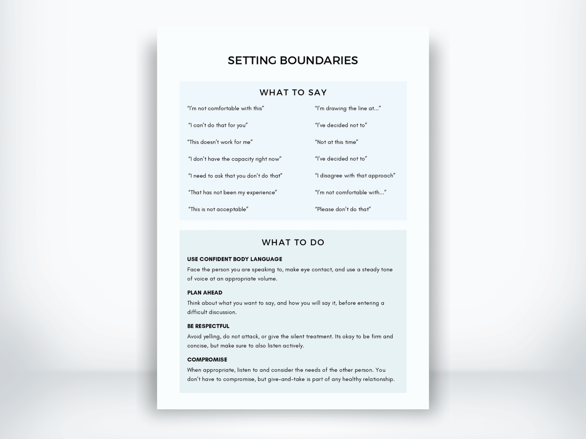 Setting Boundaries Worksheet PDF - My Thriving Mind