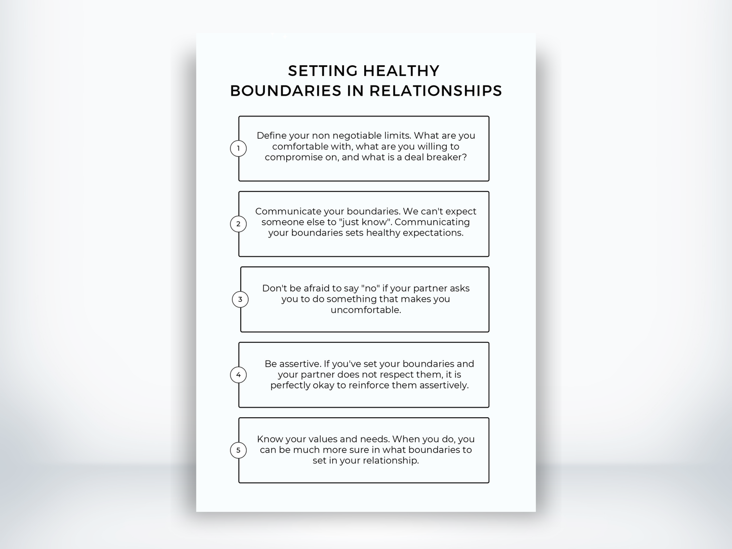 Setting Healthy Boundaries In Relationships Worksheet PDF