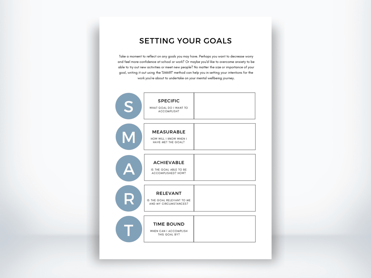 Setting SMART Goals Worksheet PDF - My Thriving Mind