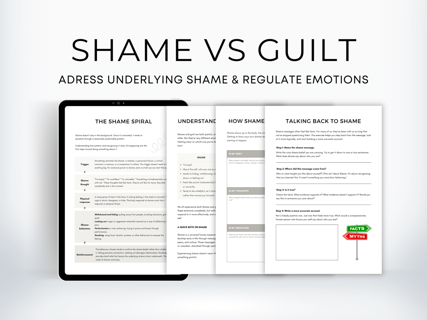 Shame Vs Guilt Worksheets Bundle - My Thriving Mind