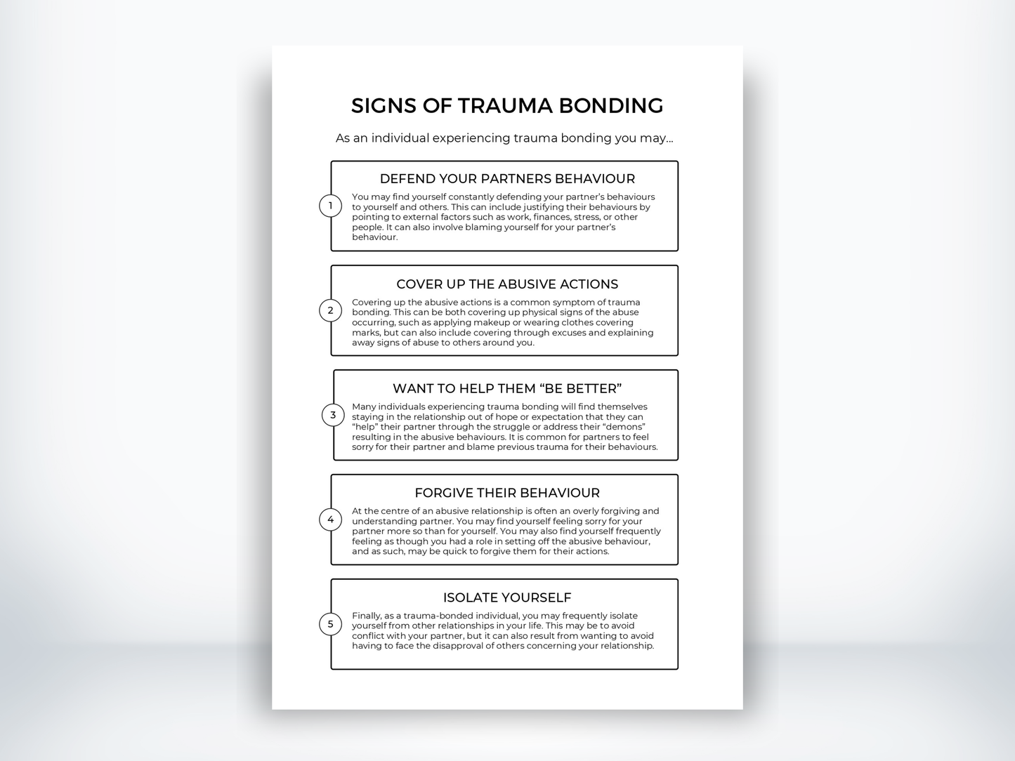 Signs Of Trauma Bonding Handout PDF