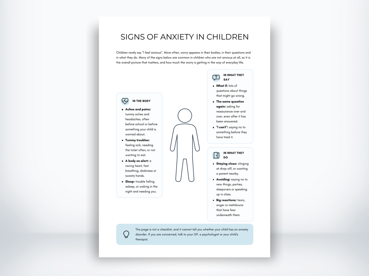 Signs of Anxiety in Children PDF - My Thriving Mind