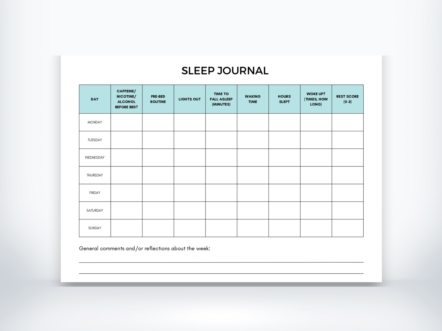 Sleep Journal PDF
