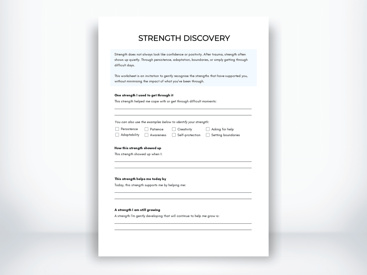 Strength Discover Worksheet PDF - My Thriving Mind