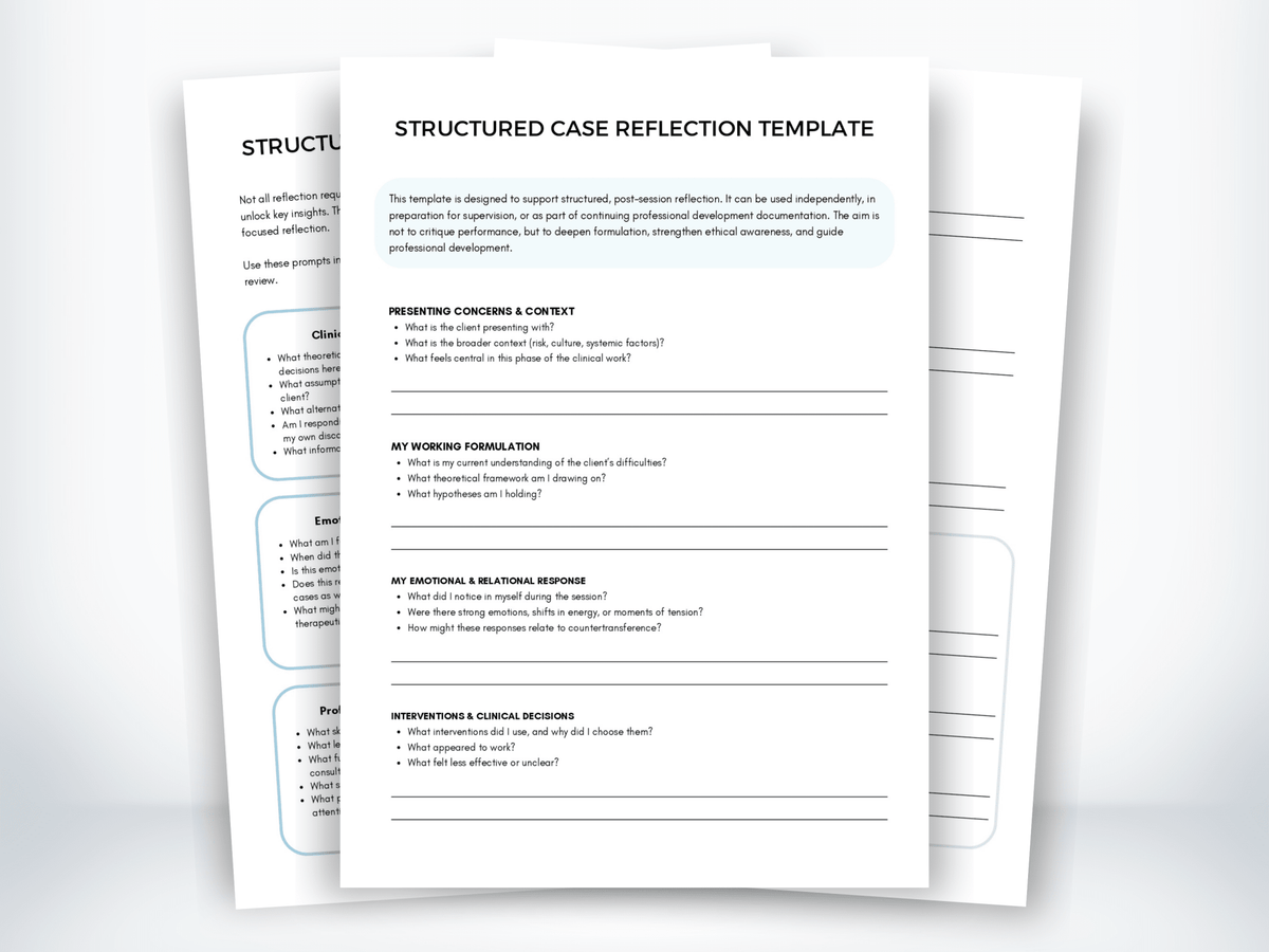 Structured Case Reflection Template for Mental Health Clinicians PDF - My Thriving Mind