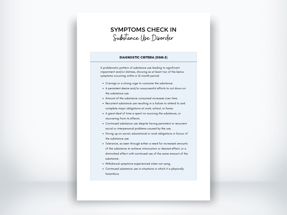 Substance Use Disorder Symptoms PDF - My Thriving Mind