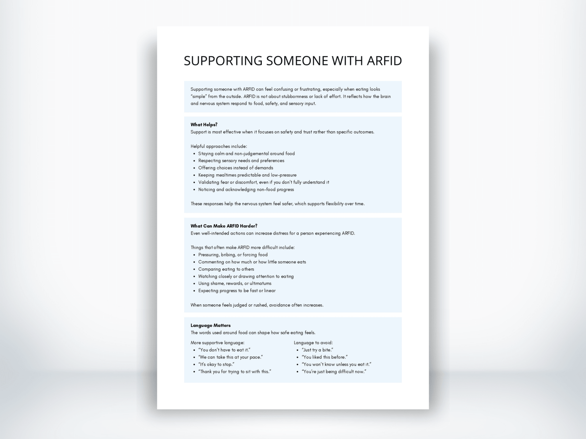 Supporting Someone With ARFID Handout PDF - My Thriving Mind