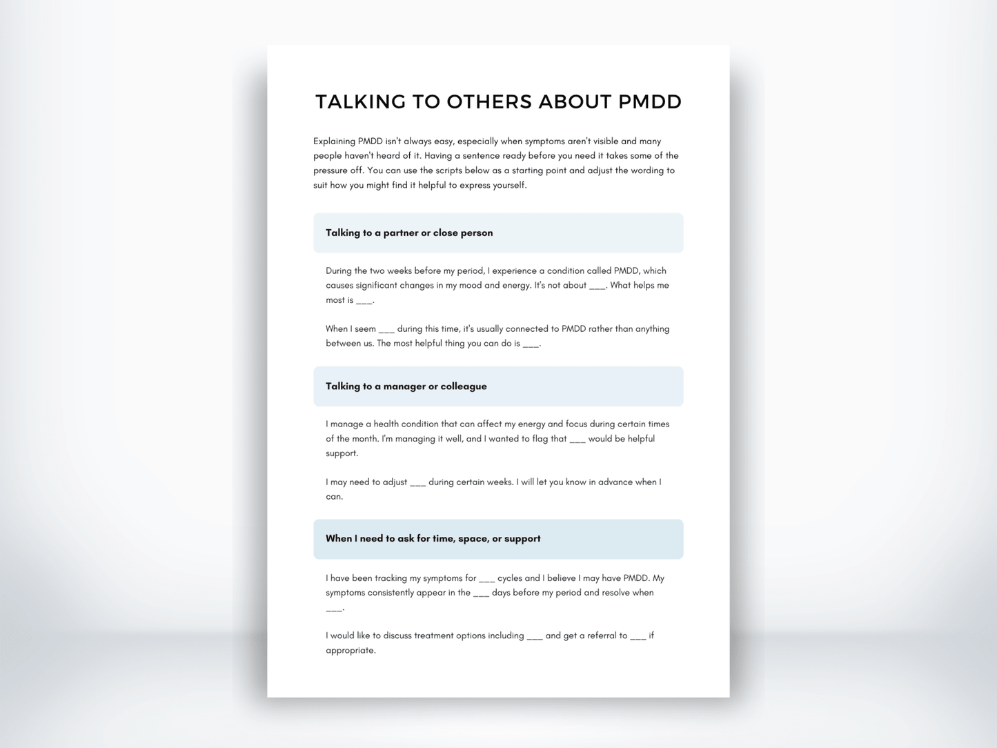 Talking to Others About PMDD PDF - My Thriving Mind