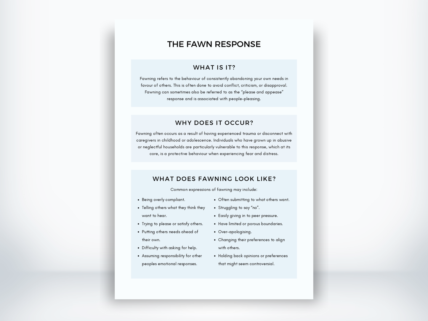 The Fawn Response Handout PDF