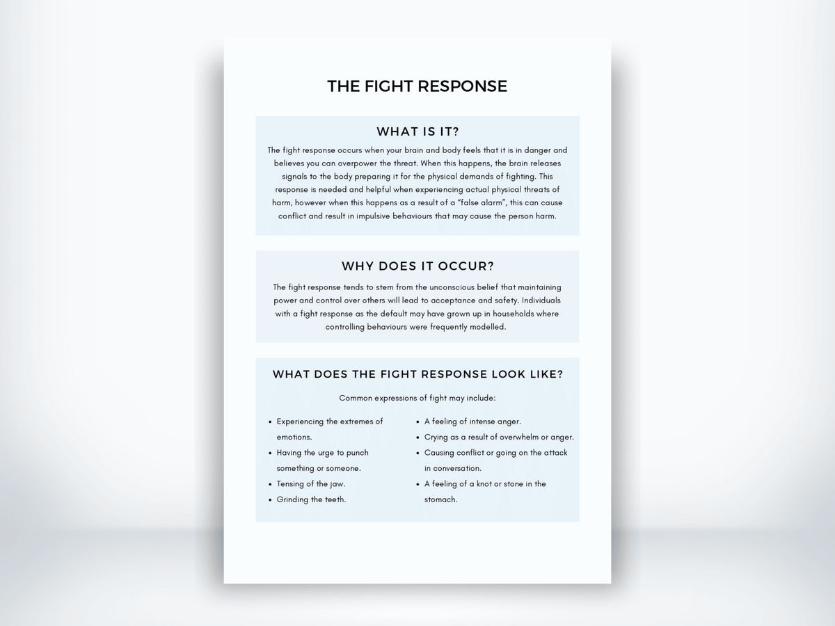 The Fight Response Handout PDF - My Thriving Mind