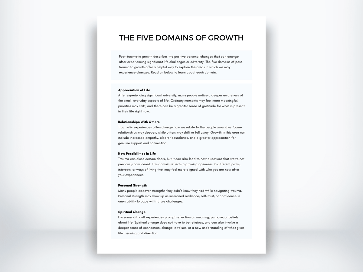The Five Domains Of Growth Worksheet PDF - My Thriving Mind