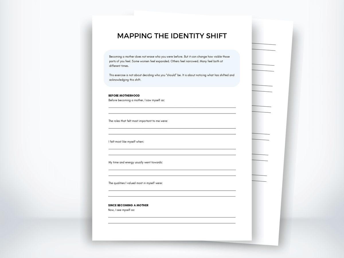 The Identity Shift in Early Motherhood Worksheet PDF - My Thriving Mind