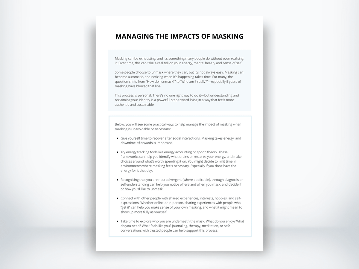 The Impacts of Masking Worksheet PDF - My Thriving Mind