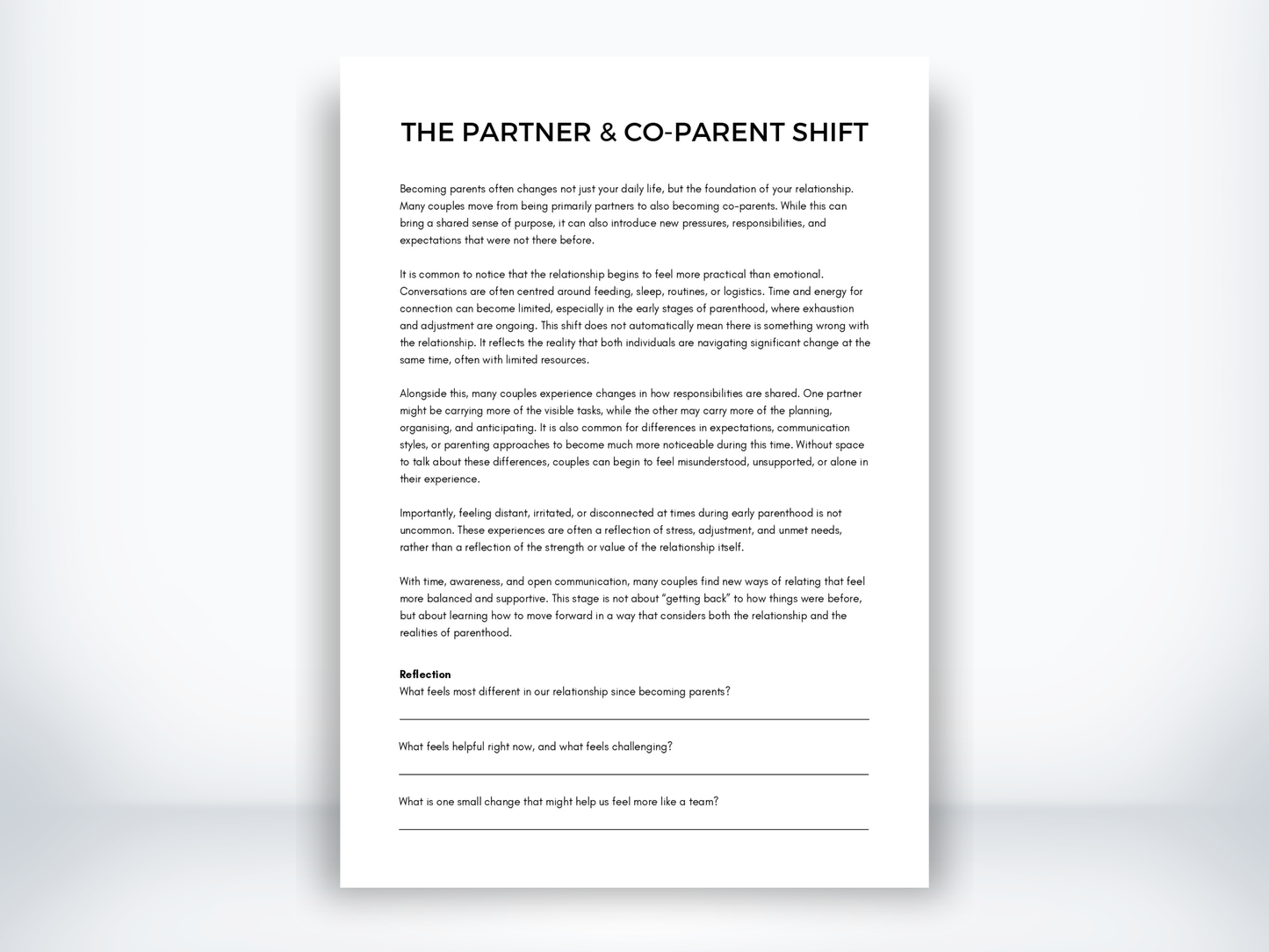 The Partner And Co-Parent Shift in Early Parenthood PDF