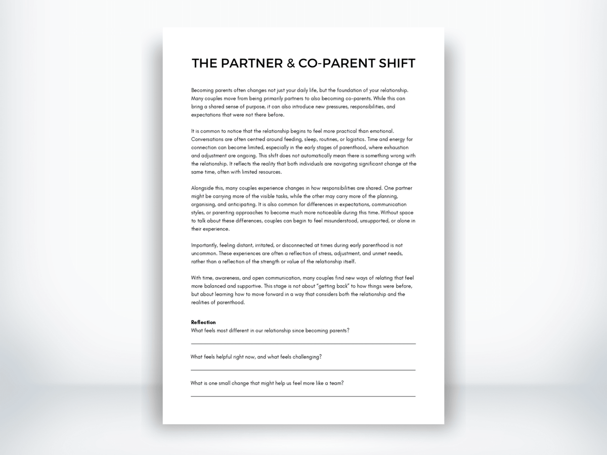 The Partner And Co-Parent Shift in Early Parenthood PDF - My Thriving Mind
