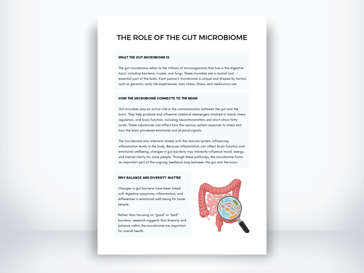 The Role Of The Gut Microbiome Handout PDF - My Thriving Mind