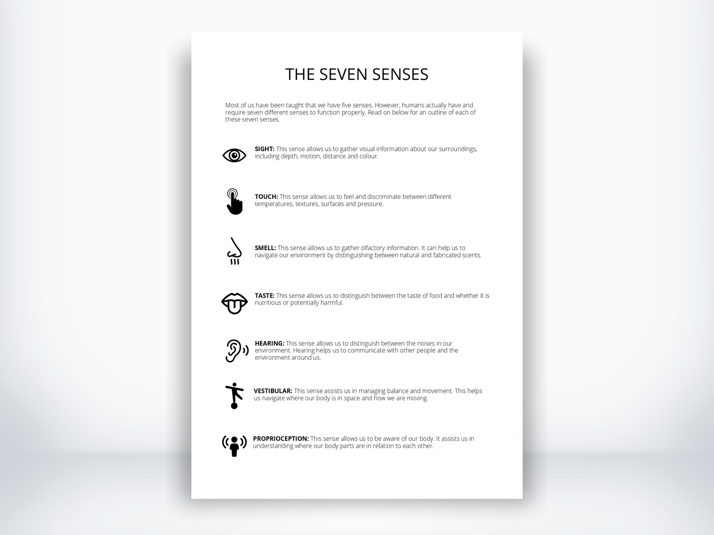 The Seven Senses Handout PDF