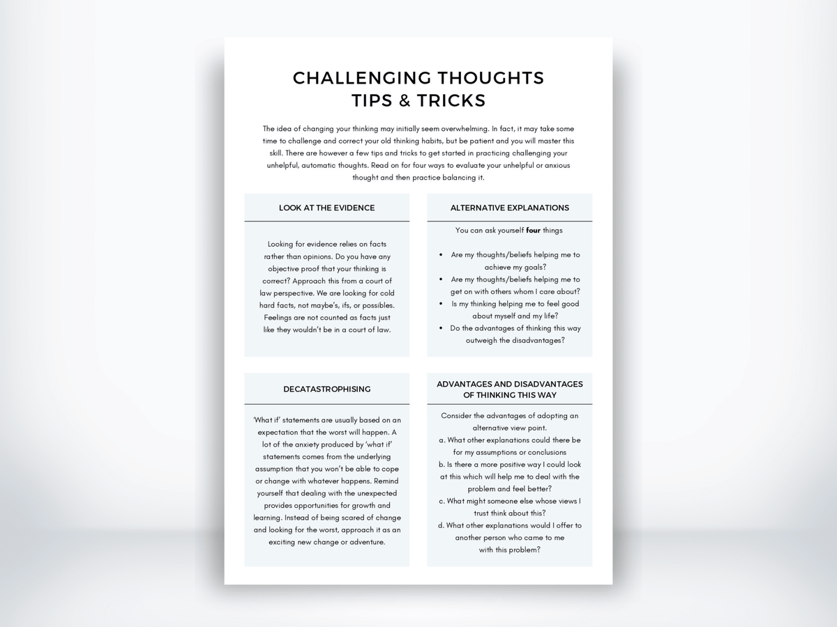 Thought Challenging Techniques PDF - My Thriving Mind
