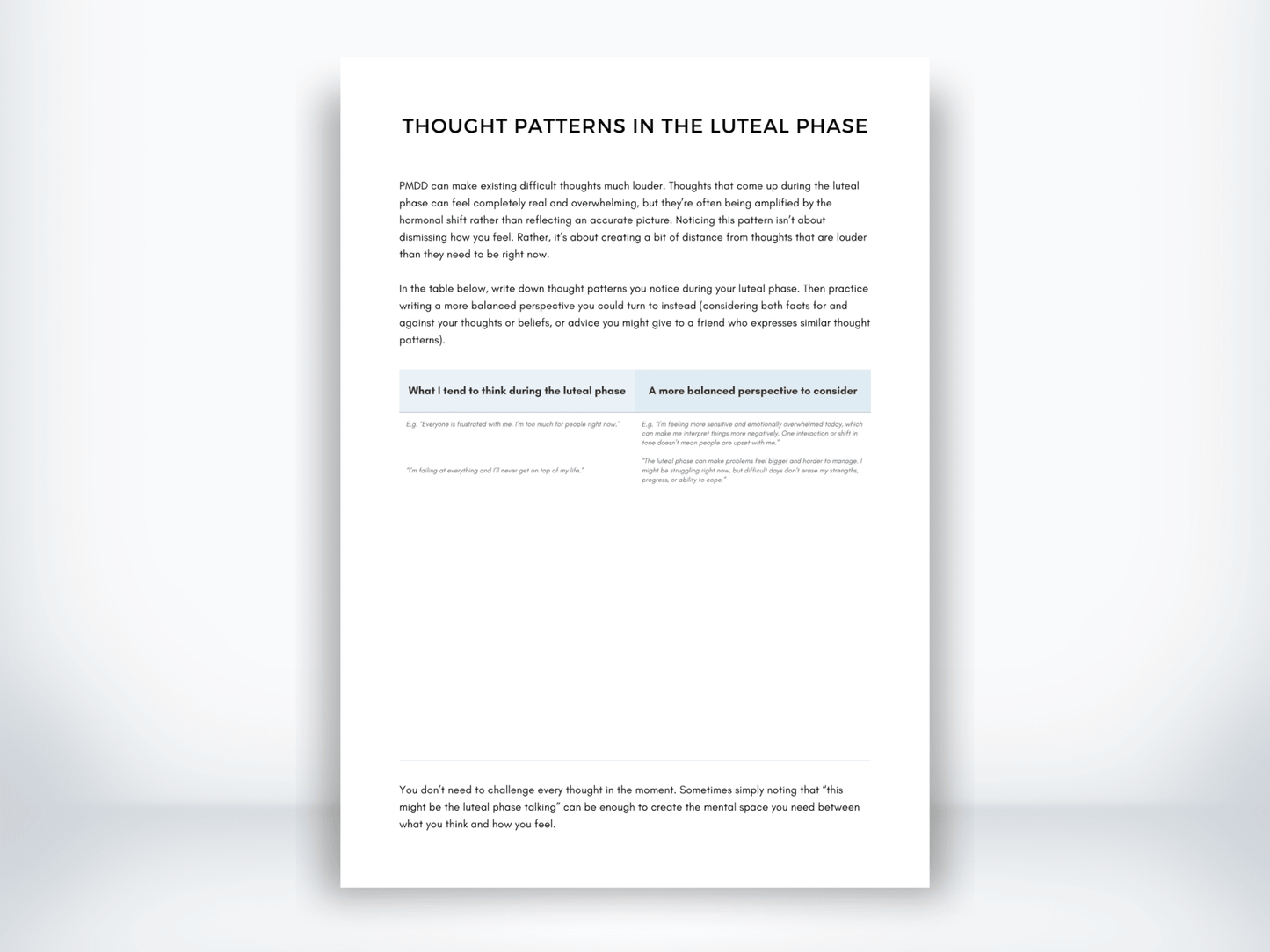 Thought Patterns in the Luteal Phase PDF - My Thriving Mind