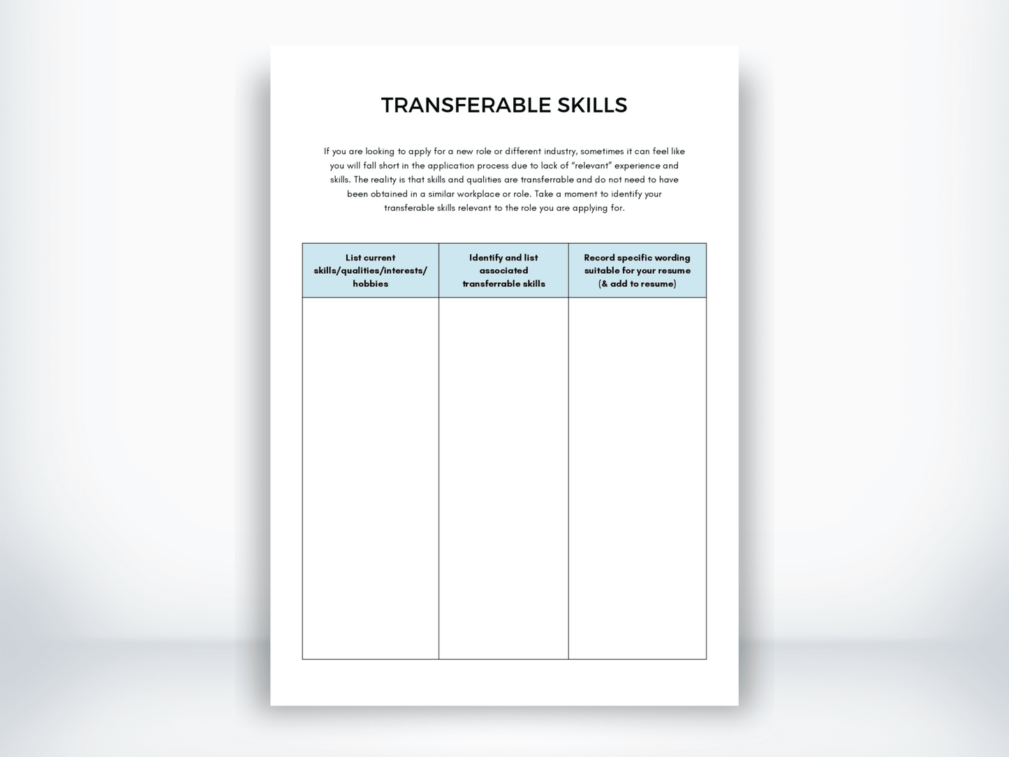 Transferable Skills for Job Searching PDF - My Thriving Mind