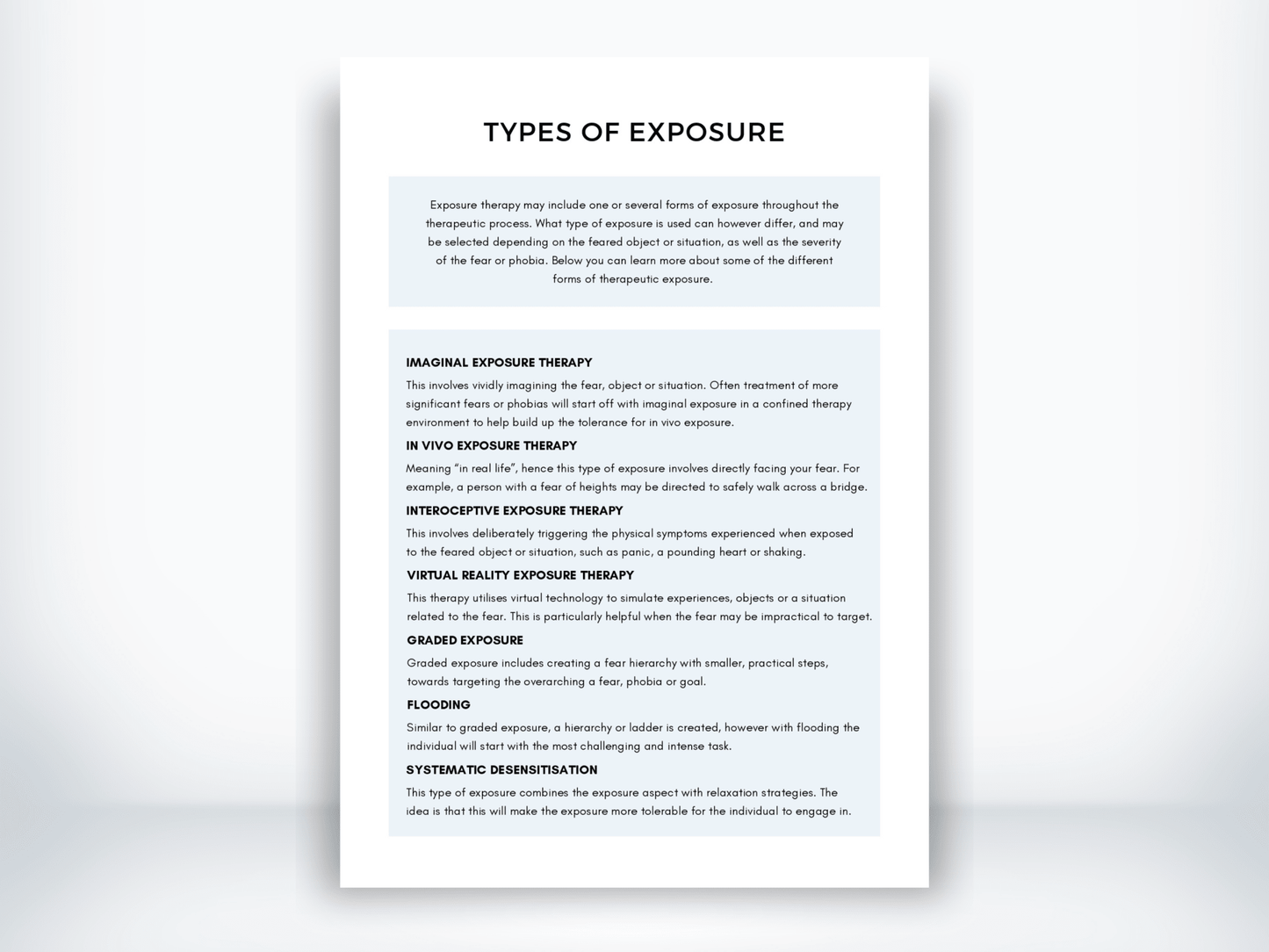 Types Of Exposure Worksheet PDF - My Thriving Mind
