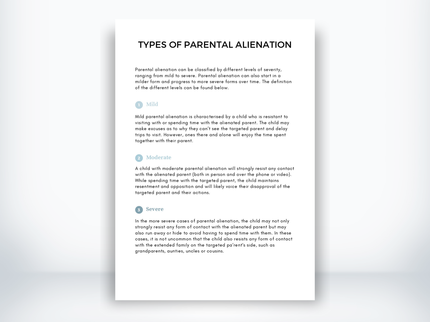 Types Of Parental Alienation Worksheet PDF
