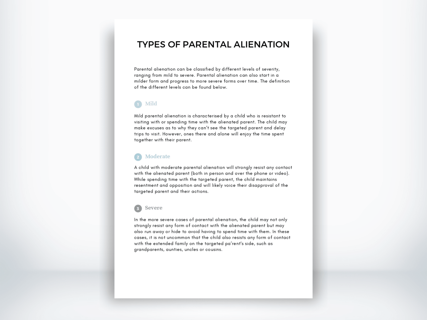 Types Of Parental Alienation Worksheet PDF - My Thriving Mind