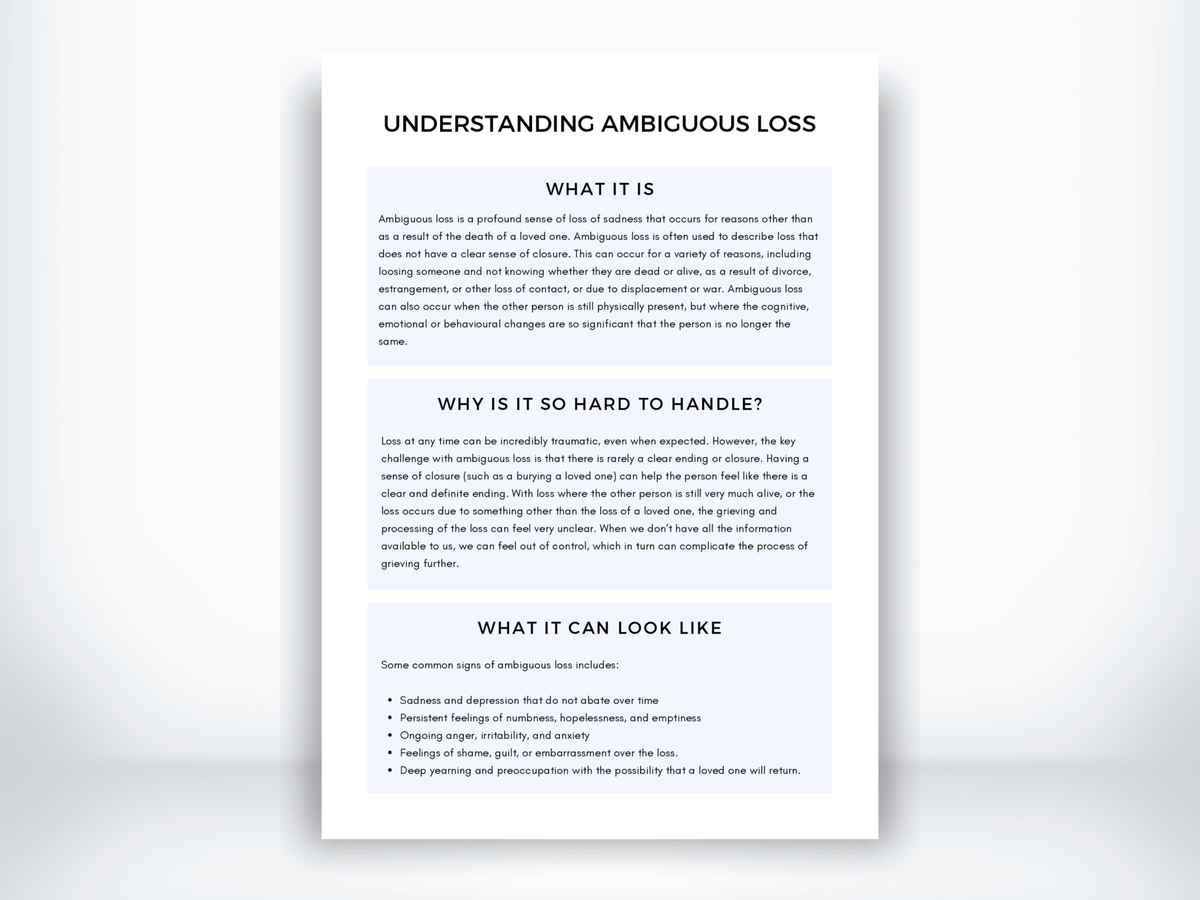 Understanding Ambiguous Loss Handout PDF - My Thriving Mind