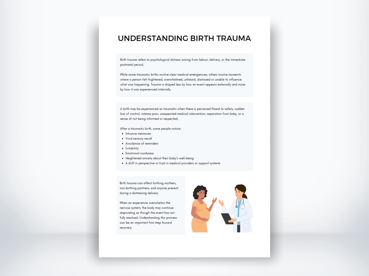 Understanding Birth Trauma Handout PDF - My Thriving Mind