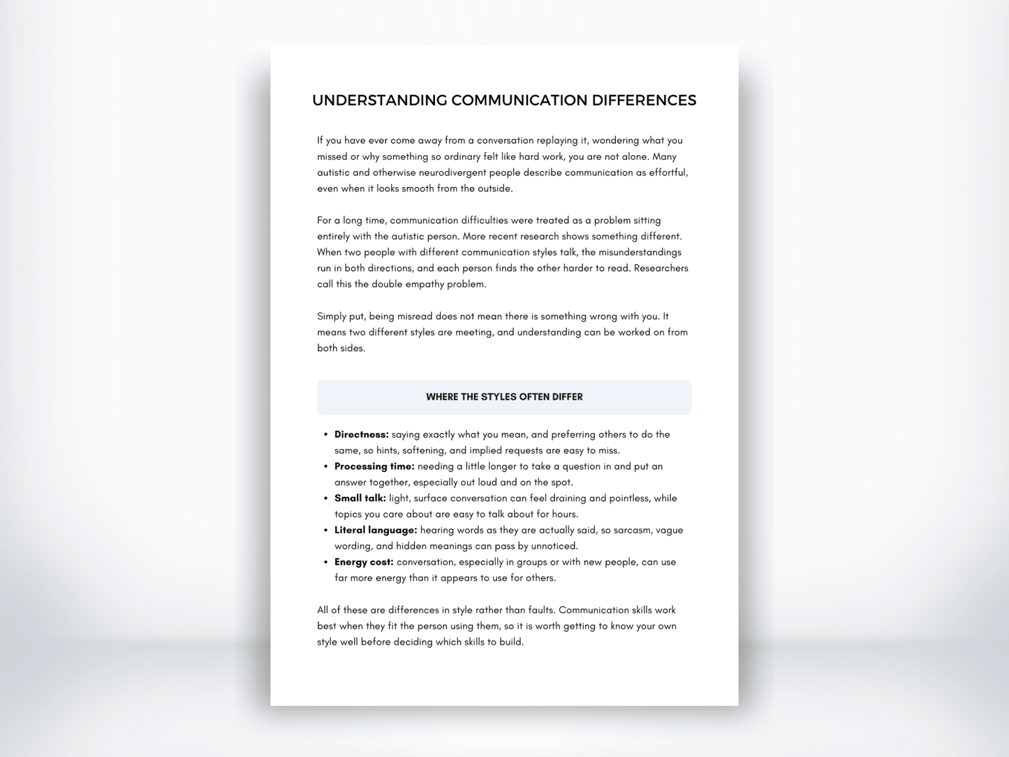Understanding Communication Differences PDF - My Thriving Mind