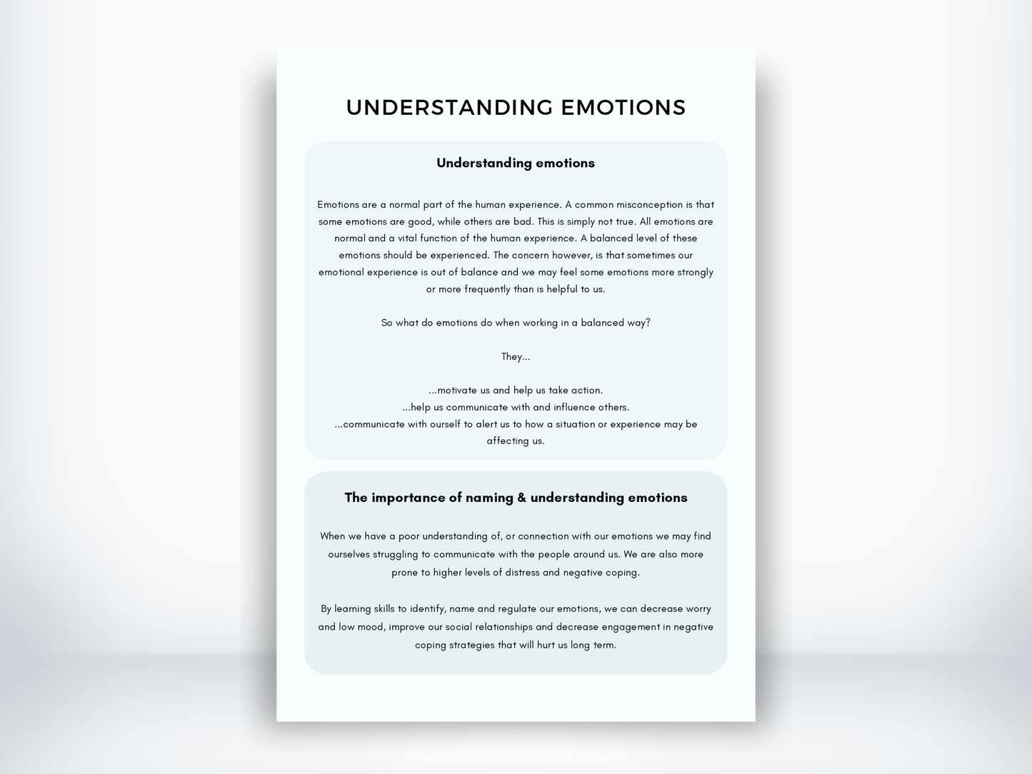 Understanding Emotions Handout PDF