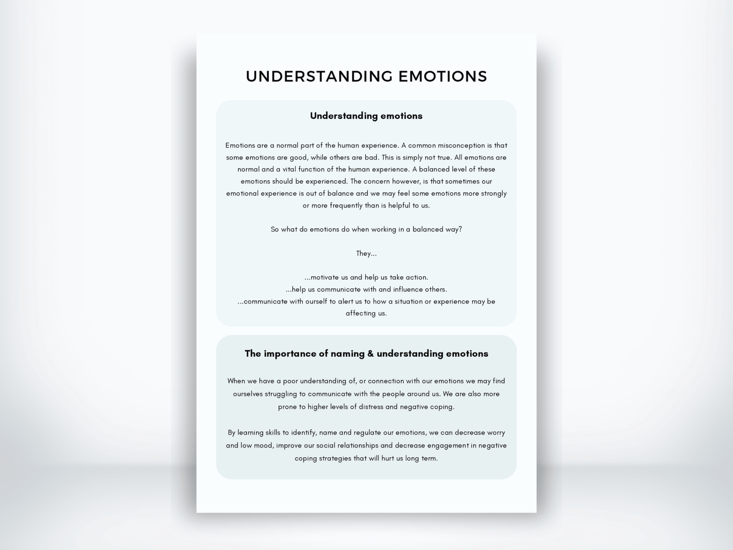 Understanding Emotions Handout PDF - My Thriving Mind