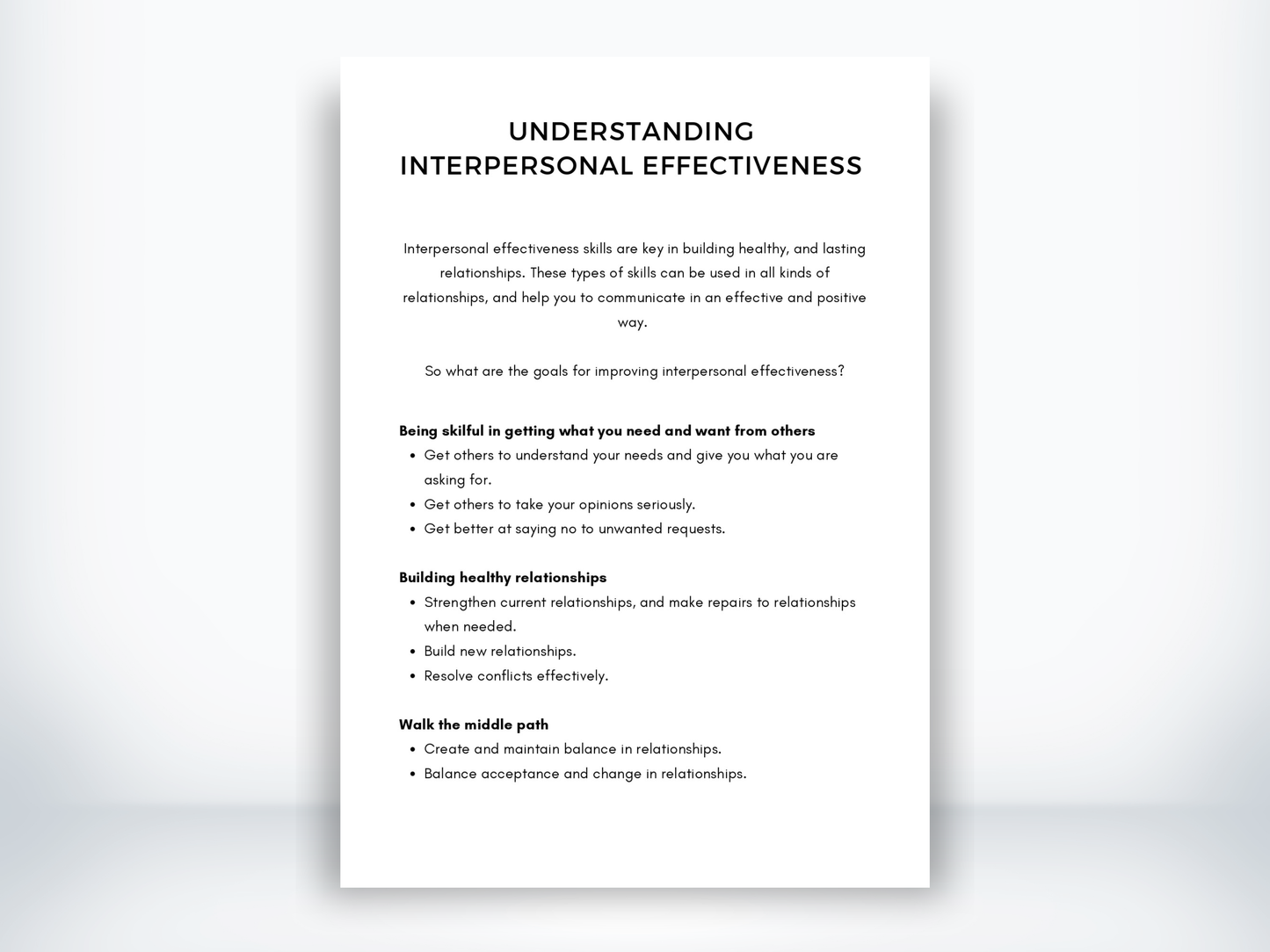 Understanding Interpersonal Effectiveness Handout PDF