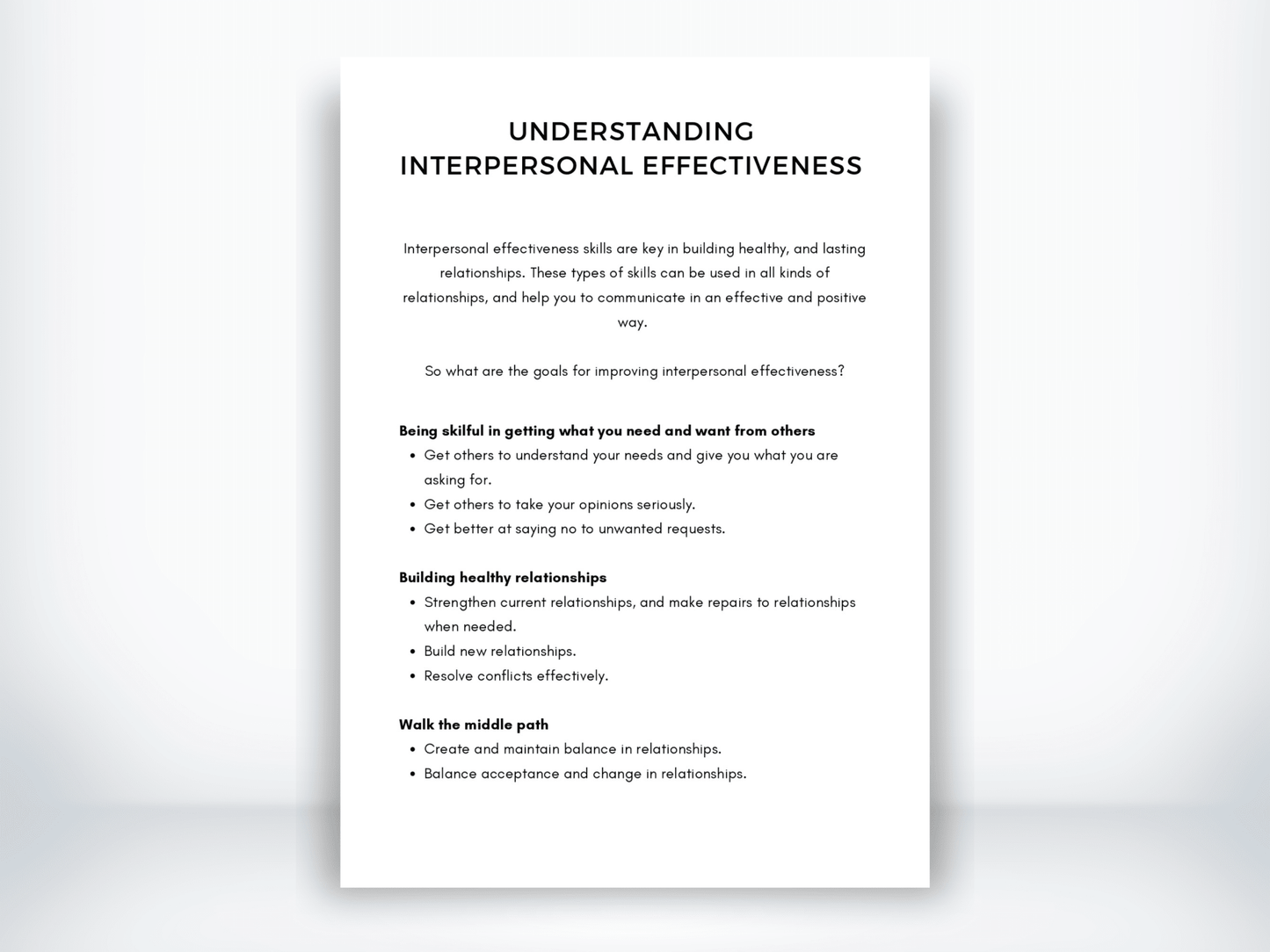 Understanding Interpersonal Effectiveness Handout PDF - My Thriving Mind