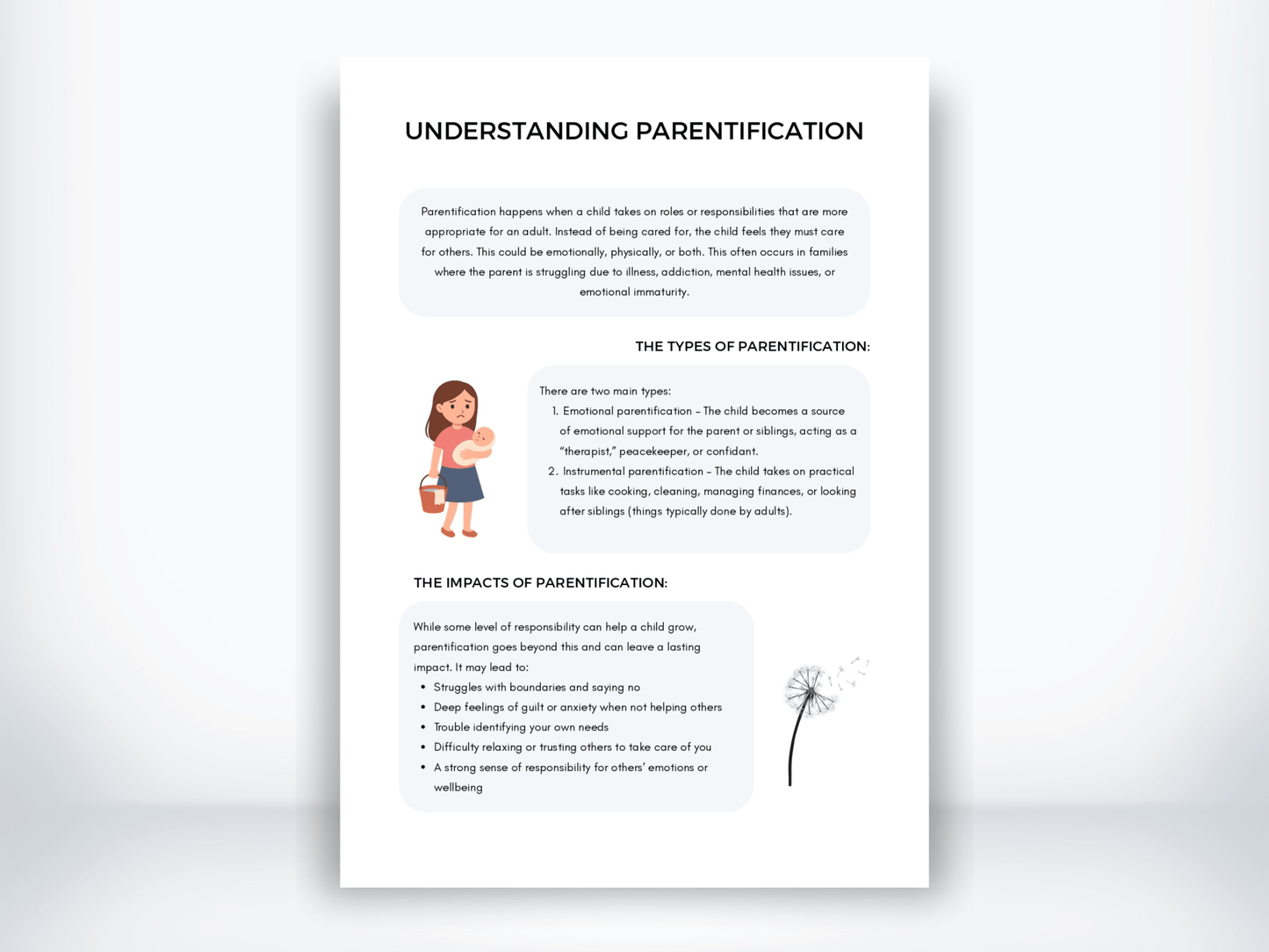 Understanding Parentification Handout PDF - My Thriving Mind