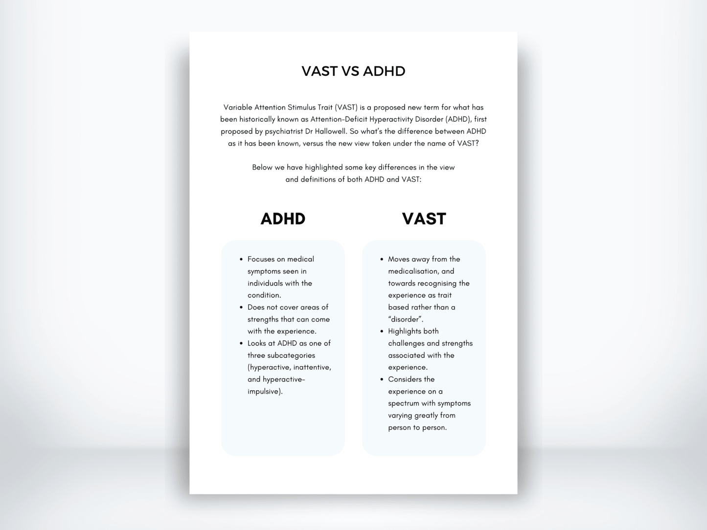 VAST vs ADHD Handout PDF - My Thriving Mind