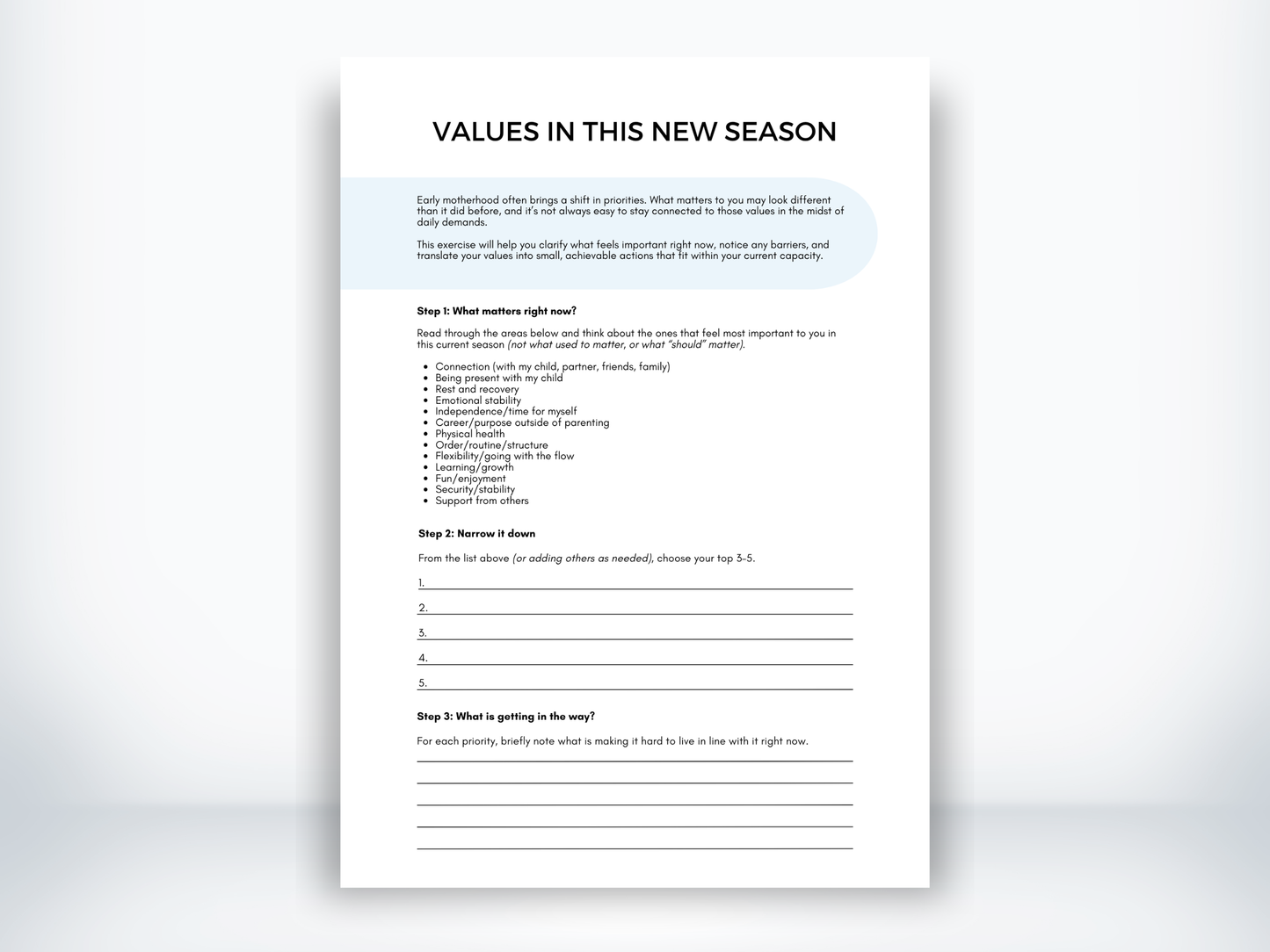 Values In This New Season of Parenthood Worksheet PDF