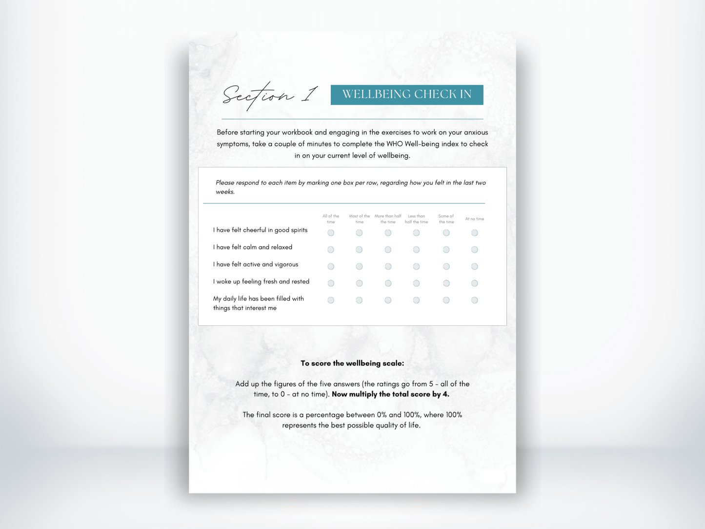 WHO Well-Being Index PDF - My Thriving Mind