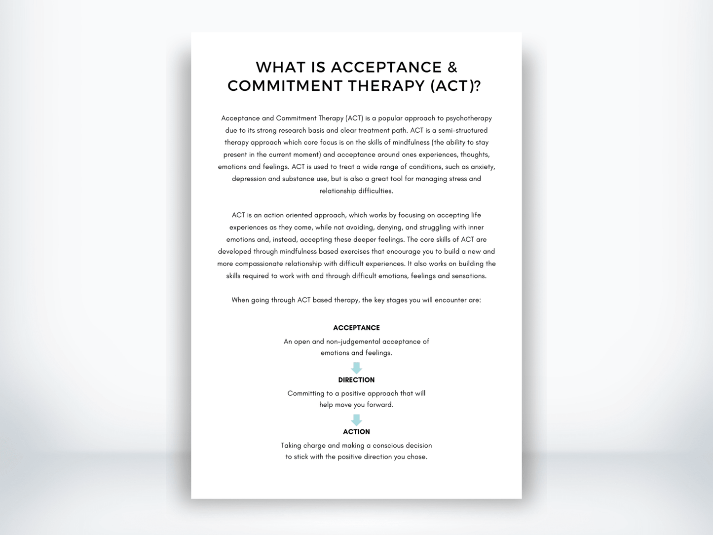 What Is Acceptance and Commitment Therapy Handout PDF - My Thriving Mind