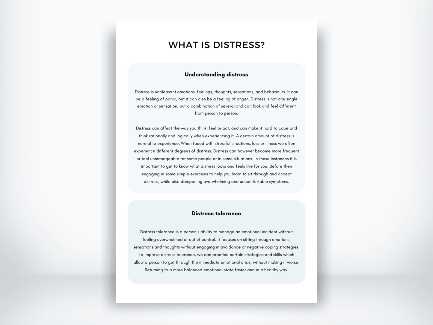 What Is Distress Handout PDF - My Thriving Mind