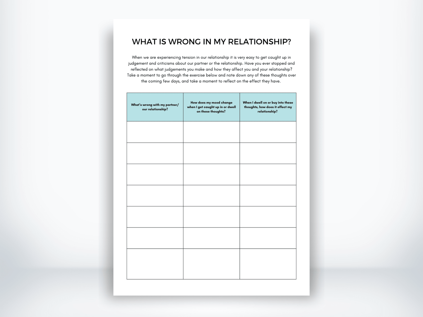 What Is Wrong In My Relationship Worksheet PDF - My Thriving Mind